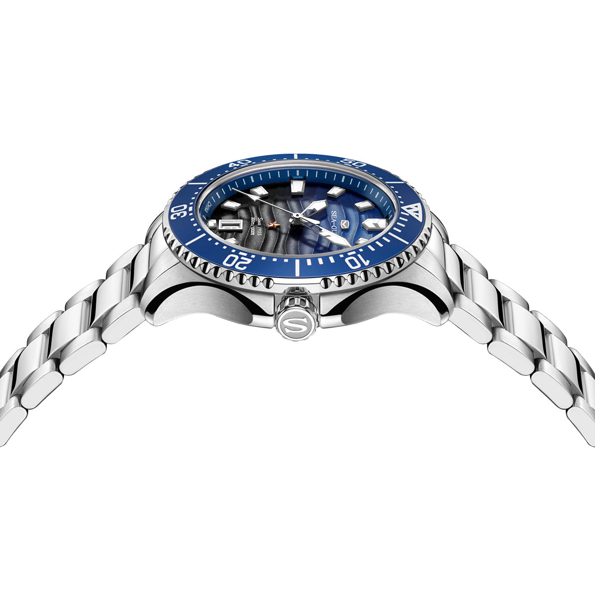 Ocean Series Pro 300m Waterproof Gradient Wave-textured Dial Diving Watch 41mm