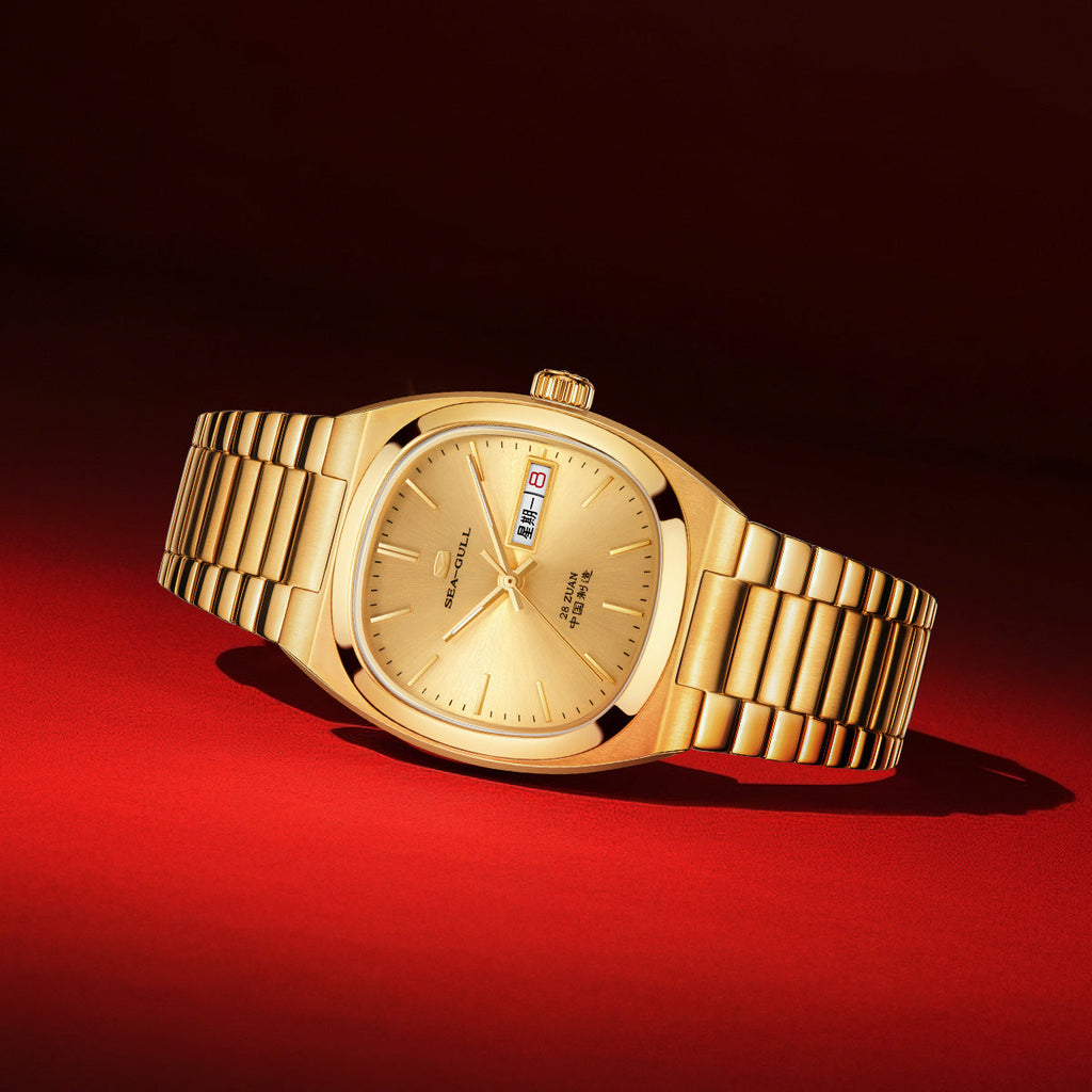 Day-date Calendar Tonneau Golden Watch 36mm