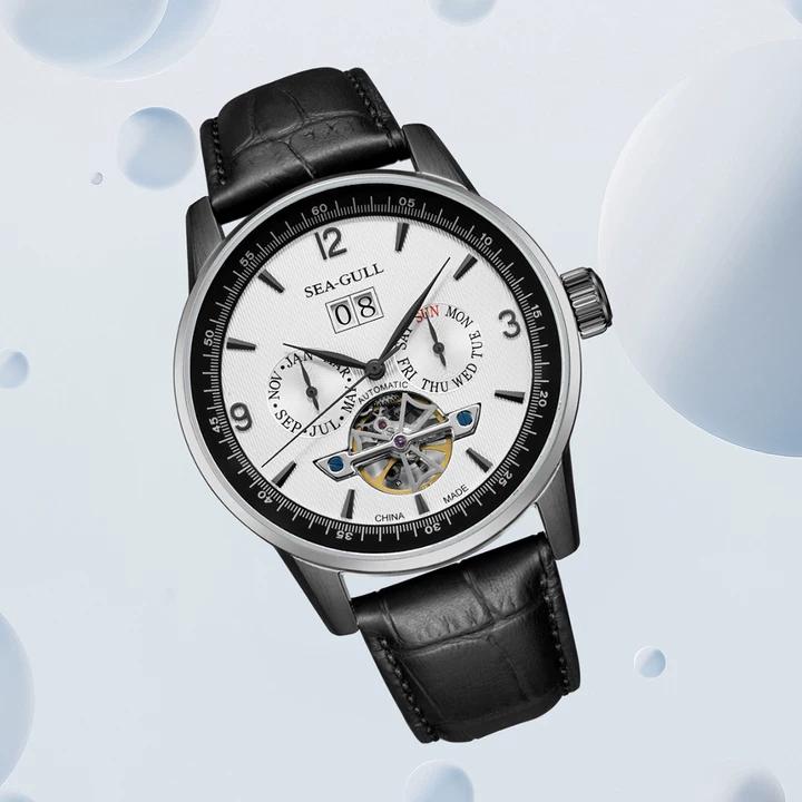 Multifunctional Full Calendar Date Day Display Open Heart Dress Watch 43mm