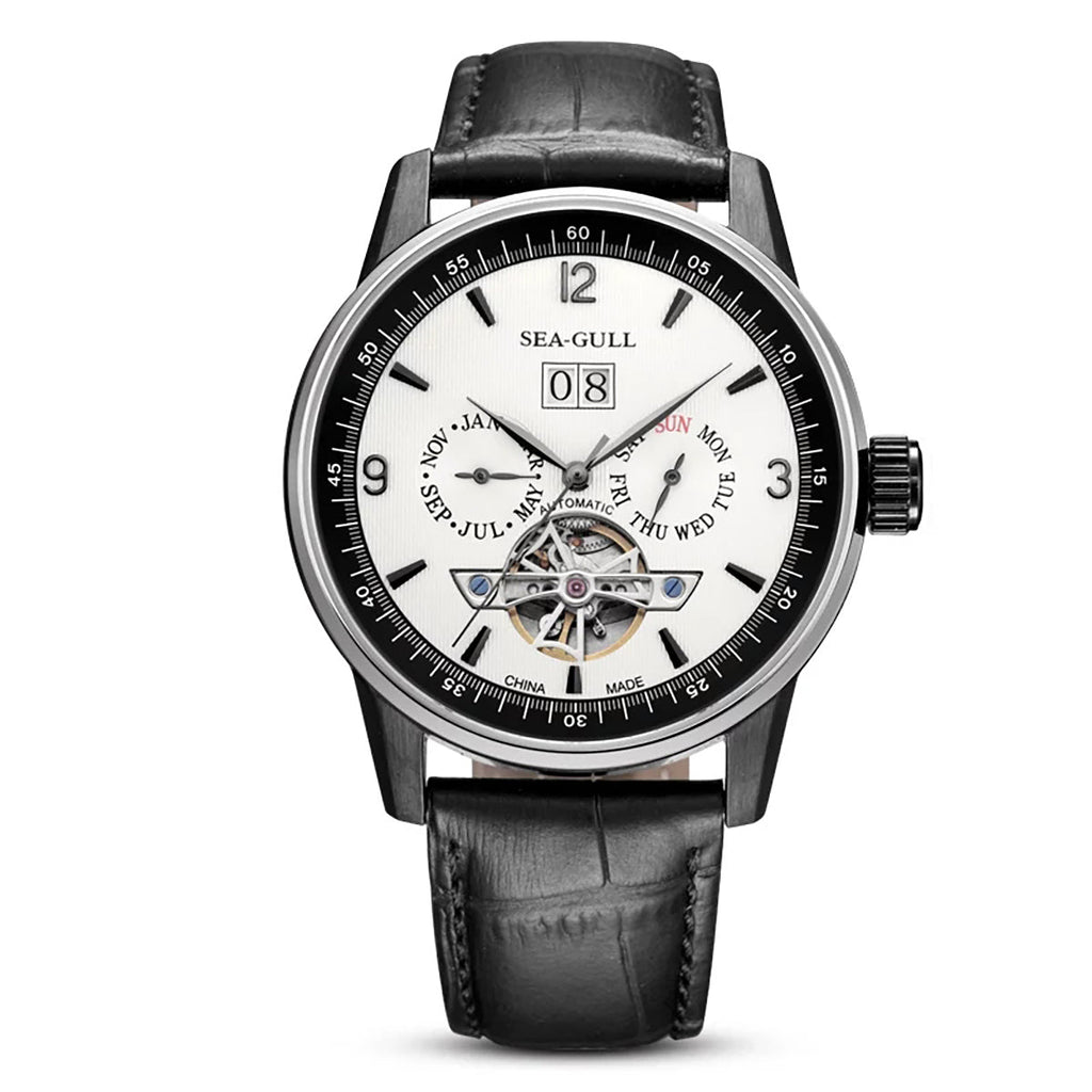 Multifunctional Full Calendar Date Day Display Open Heart Dress Watch 43mm