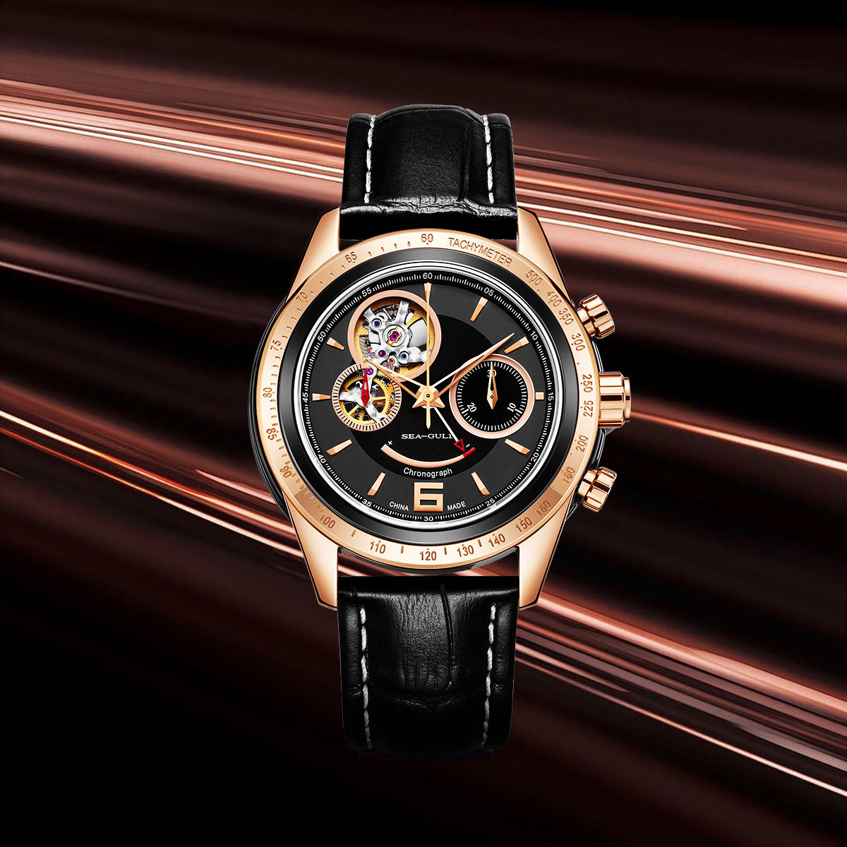 Racing Style Power Reserve Indicator Tachymeter Complication Chronograph 42mm