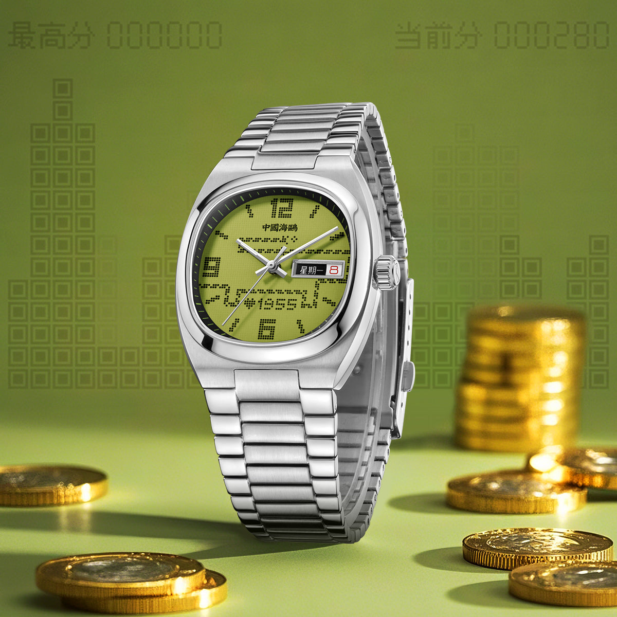 Gluttonous Snake Dial Day-date Calendar 70th Anniversary Edition Tonneau Watch 36mm