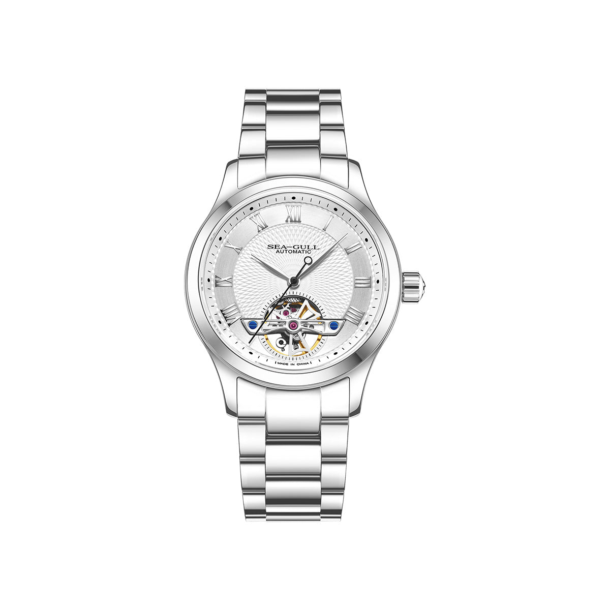 Open Heart Flywheel Guilloché Dial Automatic Watch 39mm