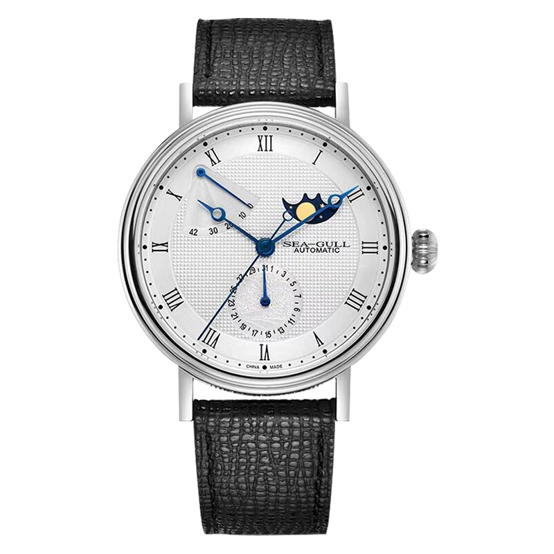 Moon Phase Calendar Power Reserve Indicator Business Watch 41mm