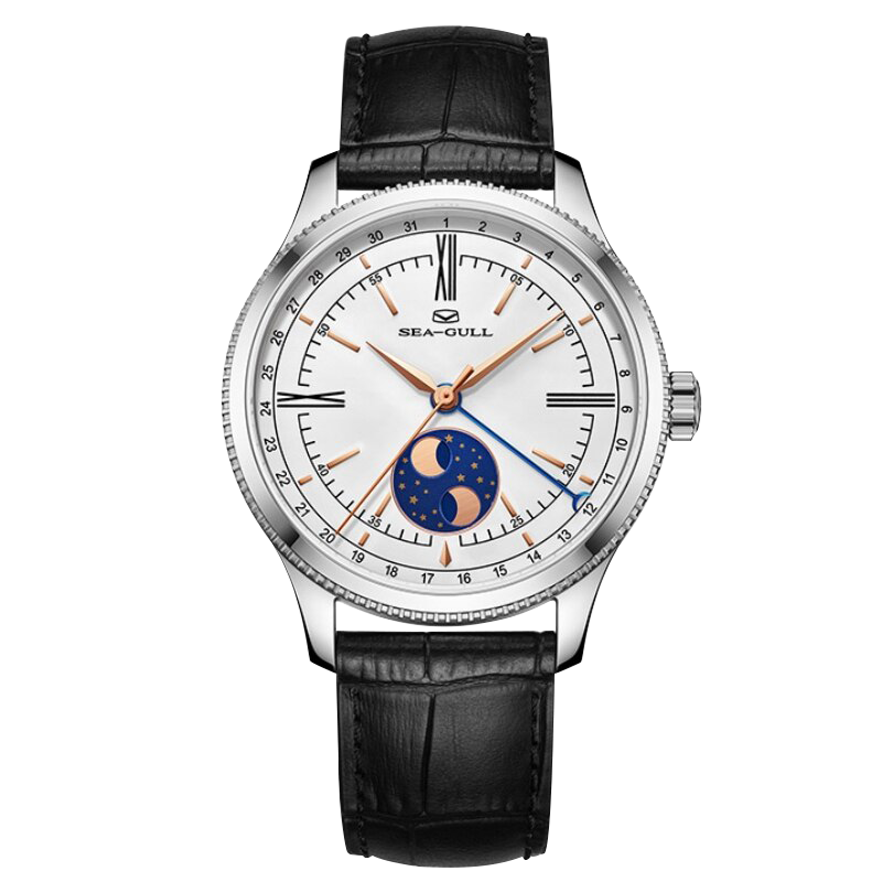 Dual-hemisphere Moon Display Calendar Business Leisure Dress Watch 41mm