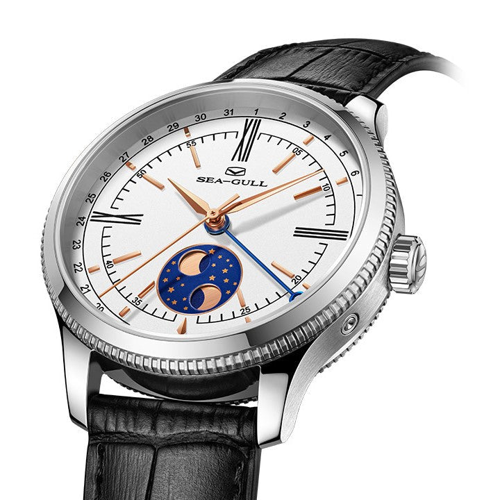 Dual-hemisphere Moon Display Calendar Business Leisure Dress Watch 41mm