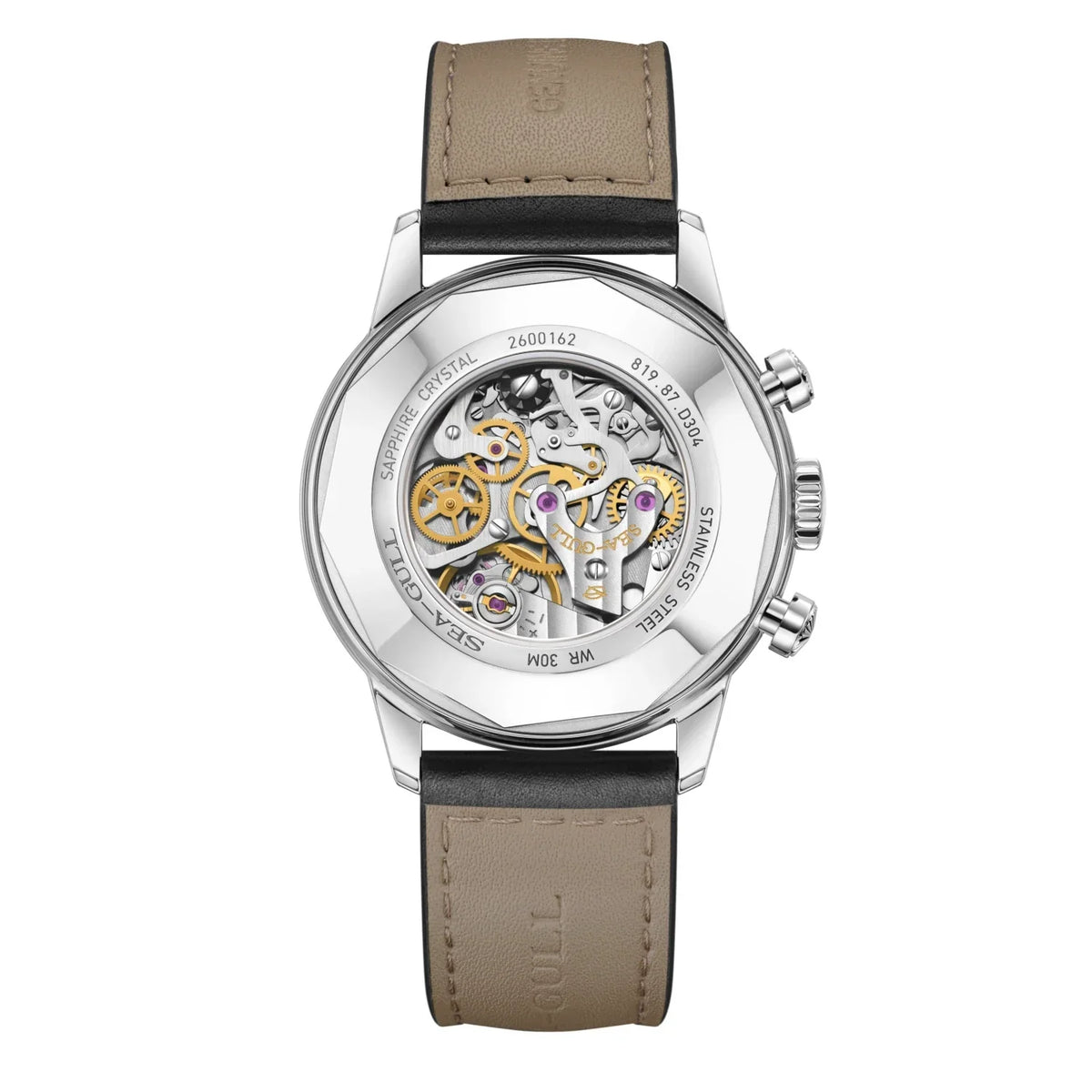 Seagull 1963 Series Reissue D304 Chronograph Watch Transparent Caseback 40mm