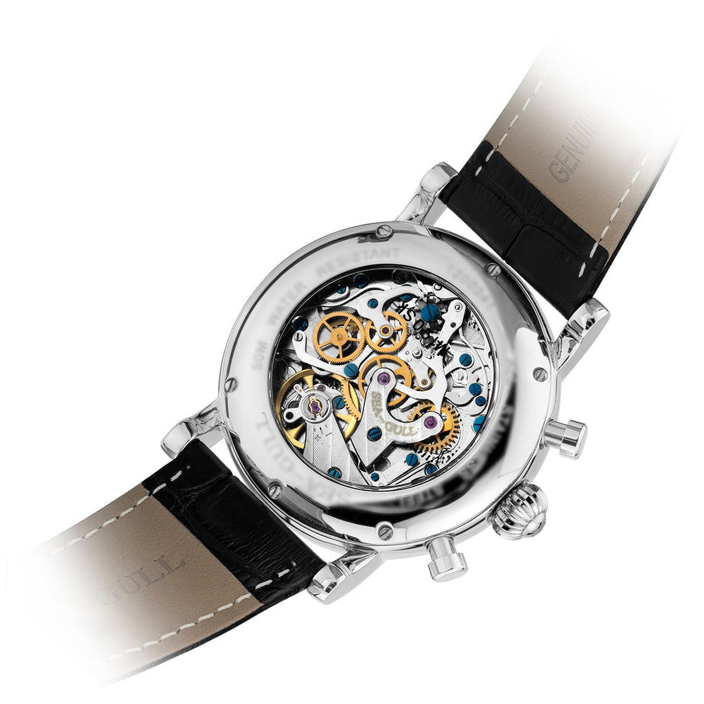 Column-wheel Chronograph Skeleton Open-worked Dial Watch 41mm