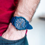 Men's Armani Exchange Outerbanks Chronograph Watch AX1327 – Blue Dial with Blue Silicone Strap