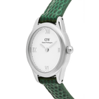 Ophelia Mini Green Lizard White Guilloché Silver
