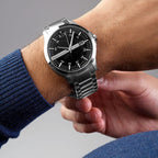 Armani Exchange Hampton AX2103 Men's Chronograph Watch – Black Dial with Silver-Tone Stainless Steel Strap